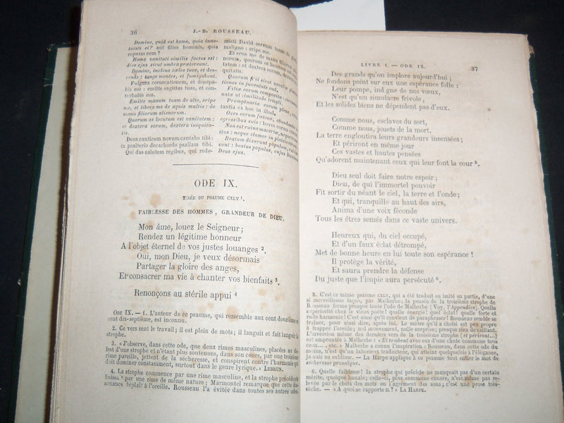 1852 OEUVRES LYRIQUES DE B. ROUSSEAU VOLUME BY M. E. MANUEL - KD 4815J