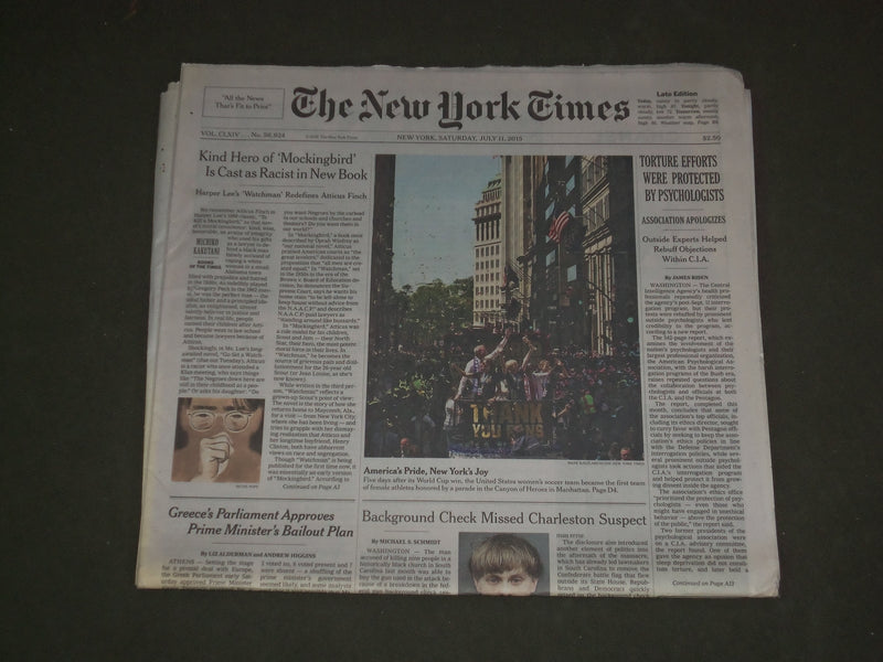 2015 JULY 11 NEW YORK TIMES - U.S. WOMEN'S SOCCER TEAM - NYC TICKER TAPE PARADE