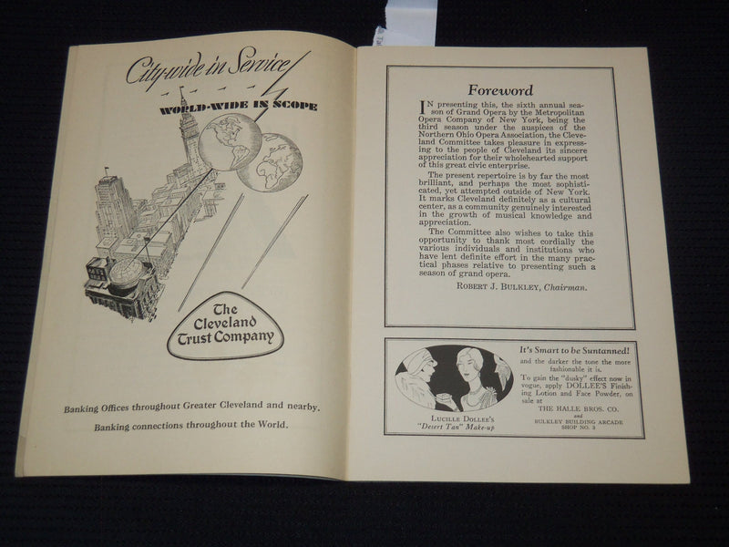 1928-1929 METROPOLITAN OPERA COMPANY PROGRAM LOT OF 2 - CLEVELAND OHIO - J 8019