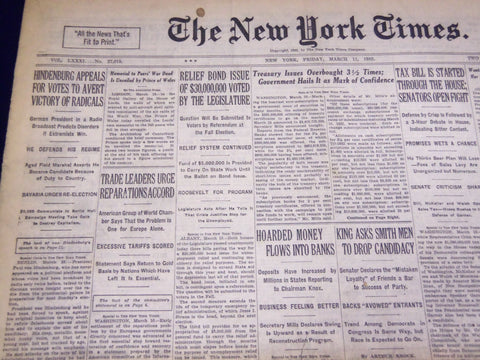 1932 MARCH 11 NEW YORK TIMES - HINDENBURG APPEALS FOR VOTES - NT 4018