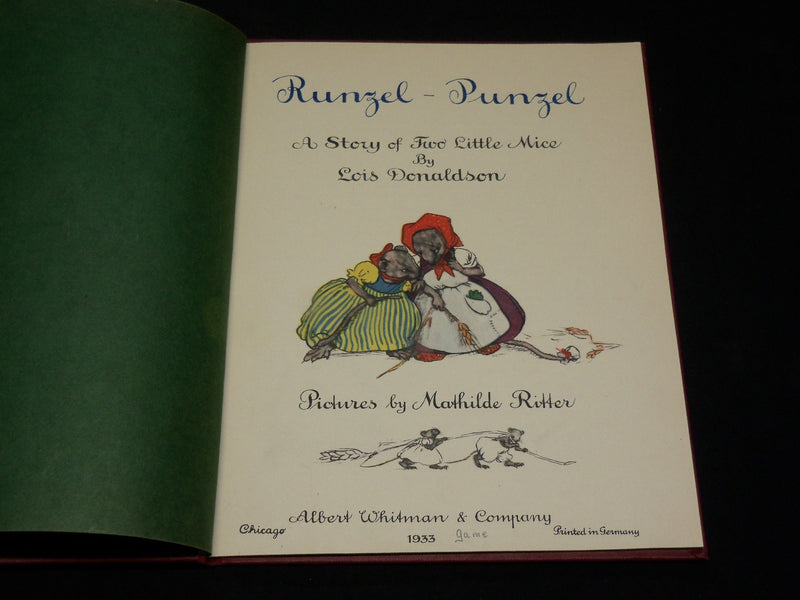 1933 RUNZEL-PUNZEL HARDCOVER BOOK BY LOIS DONALDSON - KD 2767J