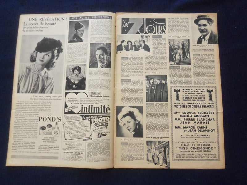 1948 JAN 20 CINEMONDE MAGAZINE - SIMONE RENANT COVER -BELGIUM EDITION - SP 4868H