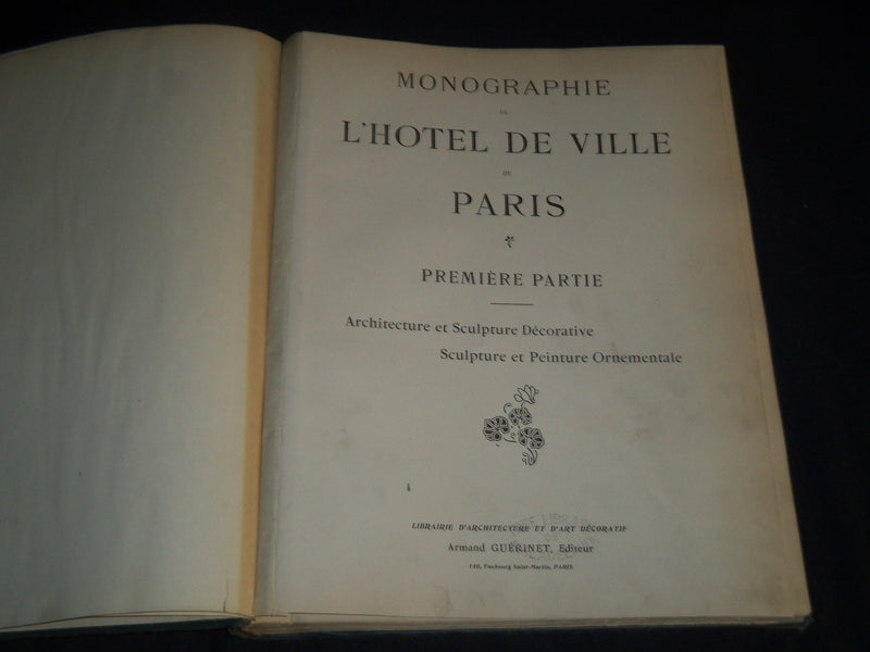 1800'S HOTEL DE VILLE DE PARIS LES PEINTURES DECORATIVES VOLUME 1 & 2 - Z 168
