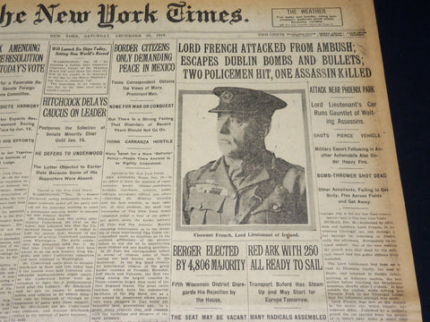 1919 DECEMBER 20 NEW YORK TIMES - LORD FRENCH ATTACKED FROM AMBUSH - NT 8537
