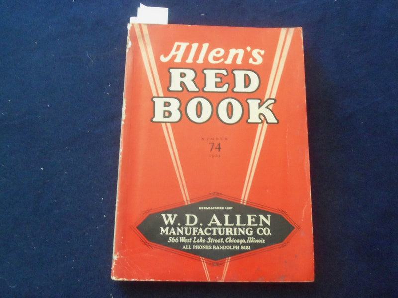 1931 W. D. ALLEN MANUFACTURING CO. RED BOOK CATALOG - CHICAGO, ILLINOIS - J 9346