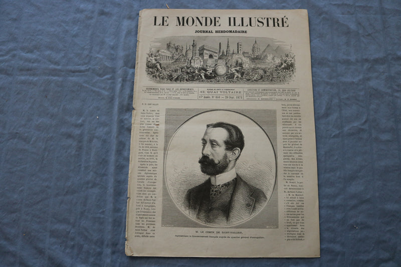 1873 SEP 20 LE MONDE ILLUSTRE MAGAZINE - DE SAINT-VALLIER - FRENCH - NP 8449