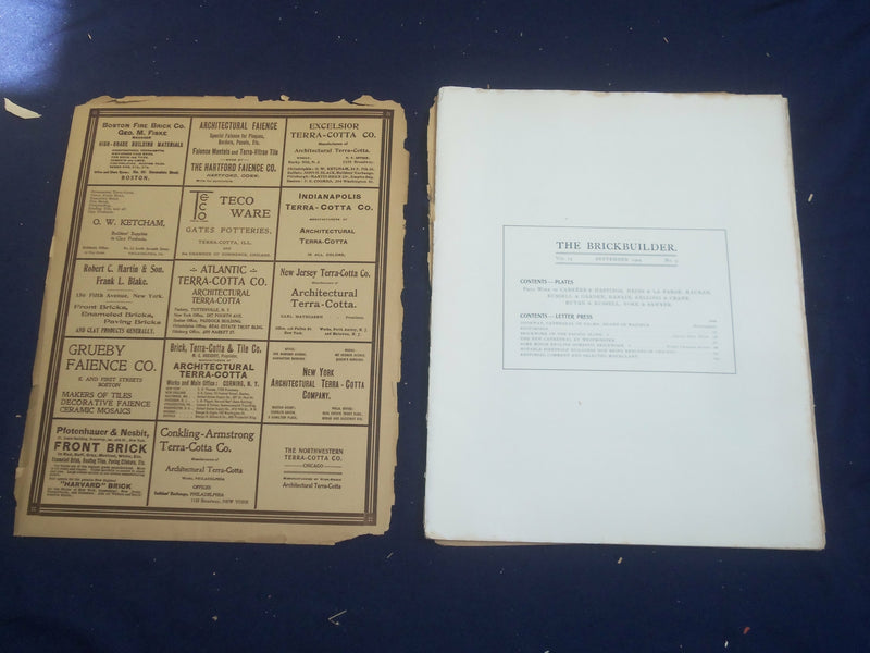 1904 SEPTEMBER THE BRICKBUILDER MAGAZINE - AN ARCHITECTURAL MONTHLY - ST 528C