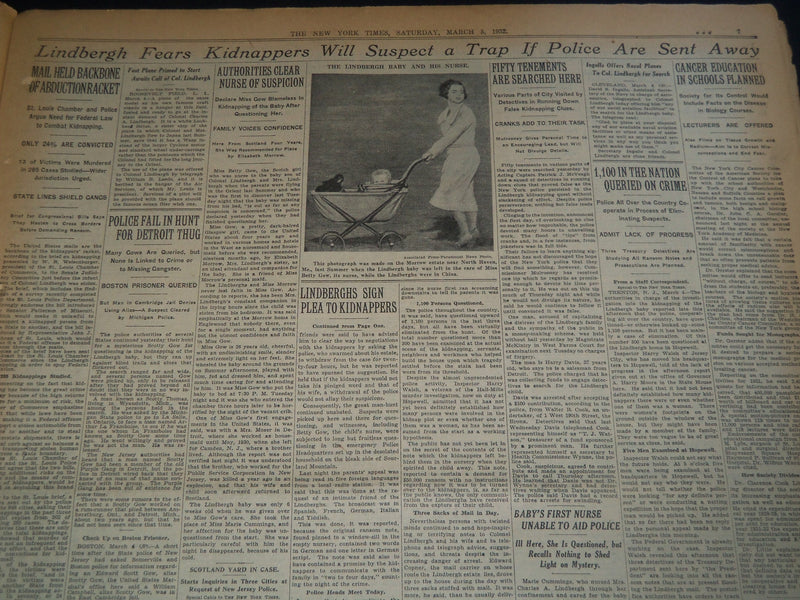 1932 MARCH 5 NEW YORK TIMES - NURSE'S FRIEND HELD IN LINDBERGH - NT 7426