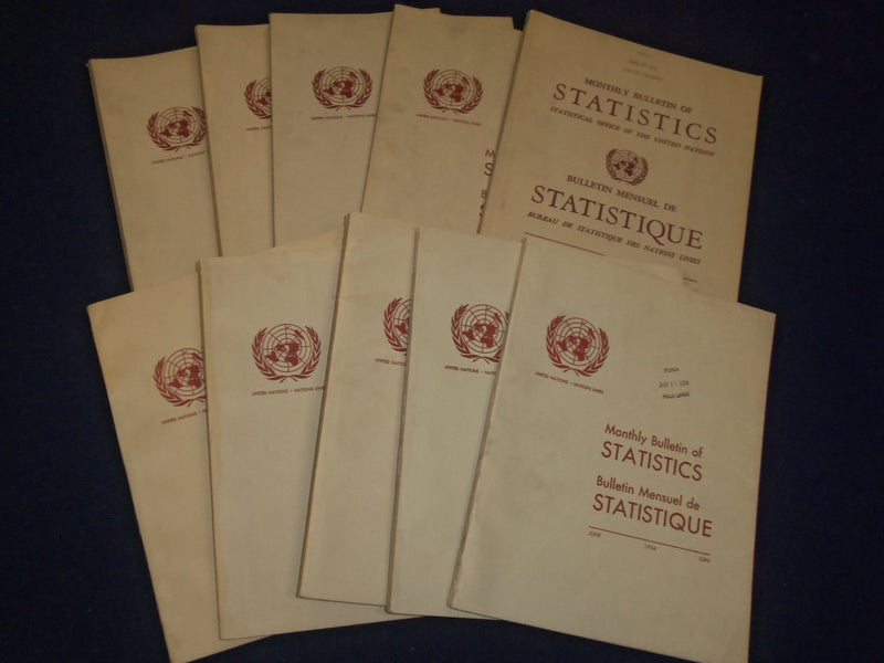 1951-1957 MONTHLY BULLETIN OF STATISTICS LOT OF 24 DIFFERENT ISSUES - O 2855