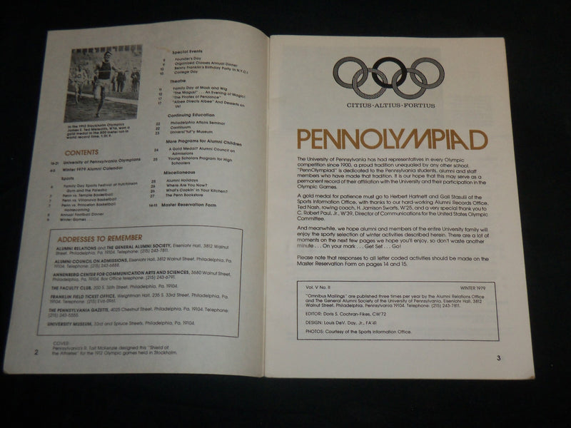 1979 WINTER PENNOLYMPIAD MAGAZINE PUB. BY UNIVERSITY OF PENNSYLVANIA - J 6769