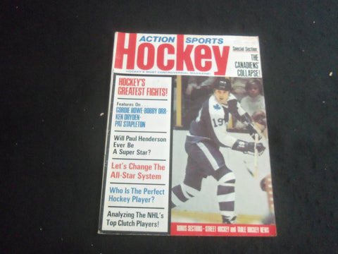 1974 FEBRUARY ACTION SPORTS HOCKEY MAGAZINE - PAUL HENDERSON COVER - B 6235M