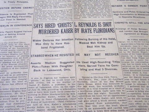 1921 JUNE 11 NEW YORK TIMES - L. REYNOLDS IS SHOT BY FLORIDIANS - NT 5502