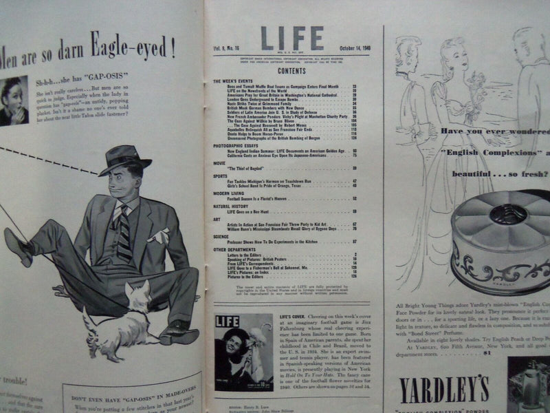 1940 OCTOBER 14 LIFE MAGAZINE - JINX FALKENBURG - L 204