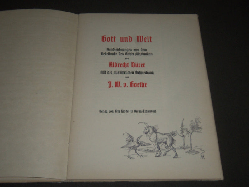 GOTT UND WELT GOETHE - DURER GERMAN BOOK - KD 4498