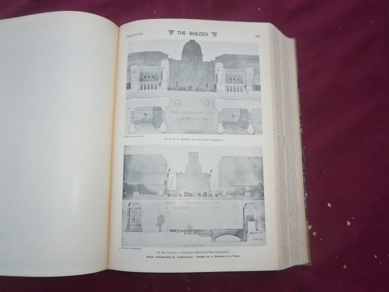 1925 JAN-DEC THE BUILDER U. K. MAGAZINE BOUND VOLUMES - 2 VOLS - FOLD OUTS- C 31