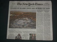 2019 OCTOBER 28 NEW YORK TIMES - LEADER OF ISLAMIC STATE DIES IN RAID, U.S. SAYS