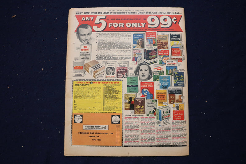 1961 JANUARY 22 SUNDAY NEWS COLOROTO MAGAZINE - YUL BRYNER -JOHNNY KERR- E 23191