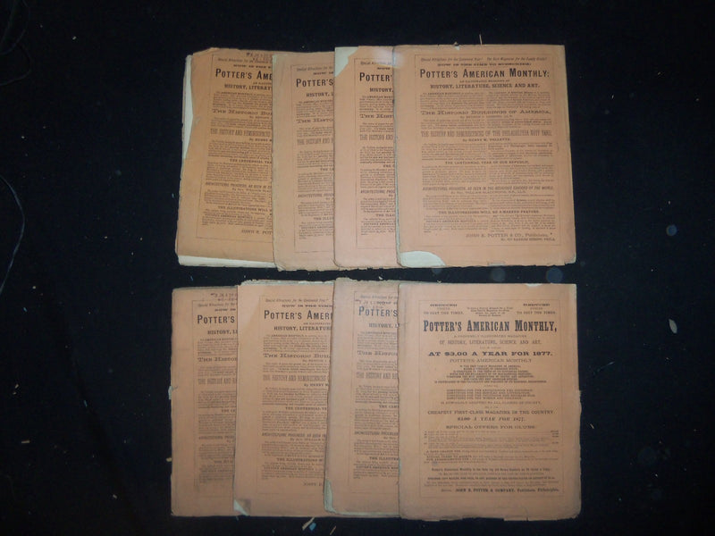 1876 POTTER'S AMERICAN MONTHLY ILLUSTRATED MAGAZINE - LOT OF 8 ISSUES - WR 1148