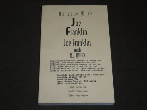 1995 UP LATE WITH JOE FRANKLIN WITH R. J. MARX SOFTCOVER BOOK - KD 201