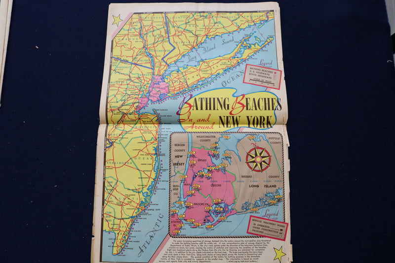 1940 JUNE 9 SUNDAY NEWS PICTURE NEWSPAPER-FRED ASTAIRE -NY BEACHES MAP - E 22709