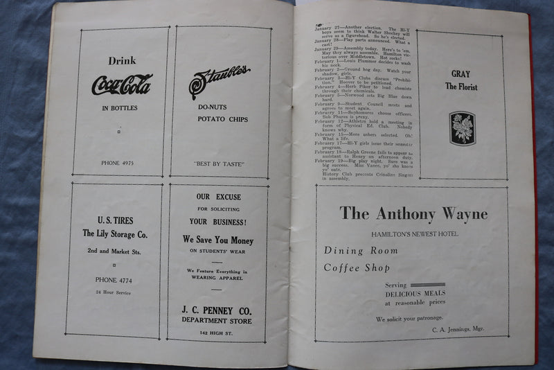 1932 SENIOR ISSUE HAMILTON HIGH SCHOOL WEEKLY REVIEW - OHIO - SOFTCOVER - K 310