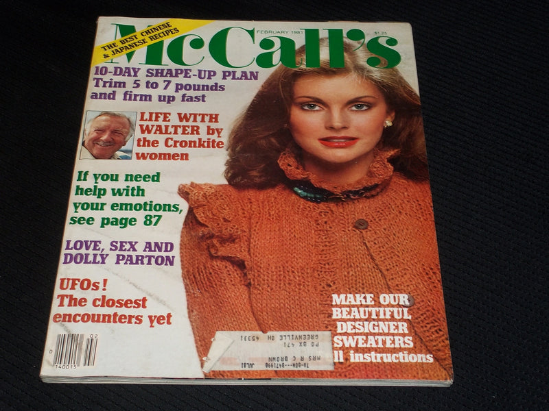 1981 FEBRUARY MCCALL'S MAGAZINE NICE FASHION FRONT COVER - E 660