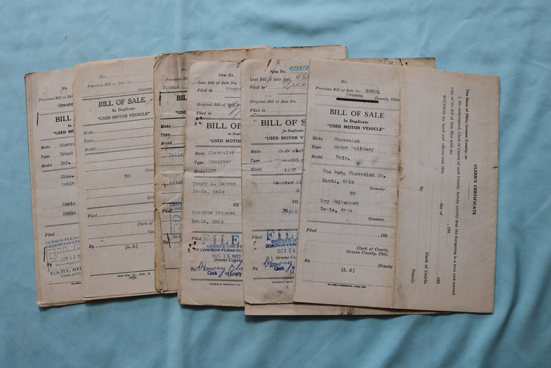 1920'S-1930'S OHIO MOTOR VEHICLE SALES CERTIFICATES - LOT OF 130 - K 2548