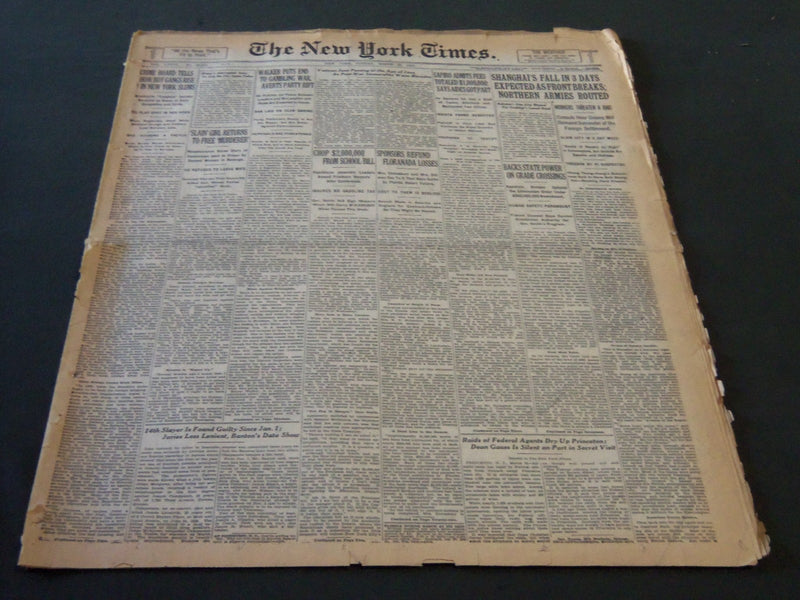 1927 MARCH 20 NEW YORK TIMES - SHANGAHAI'S FAIL IN 3 DAYS EXPECTED - NT 5592