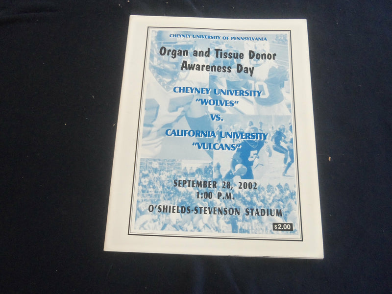 2002 SEP 28 FOOTBALL PROGRAM - CHEYNEY UNIVERSITY VS. CALIFORNIA UNIV- ST 6583U