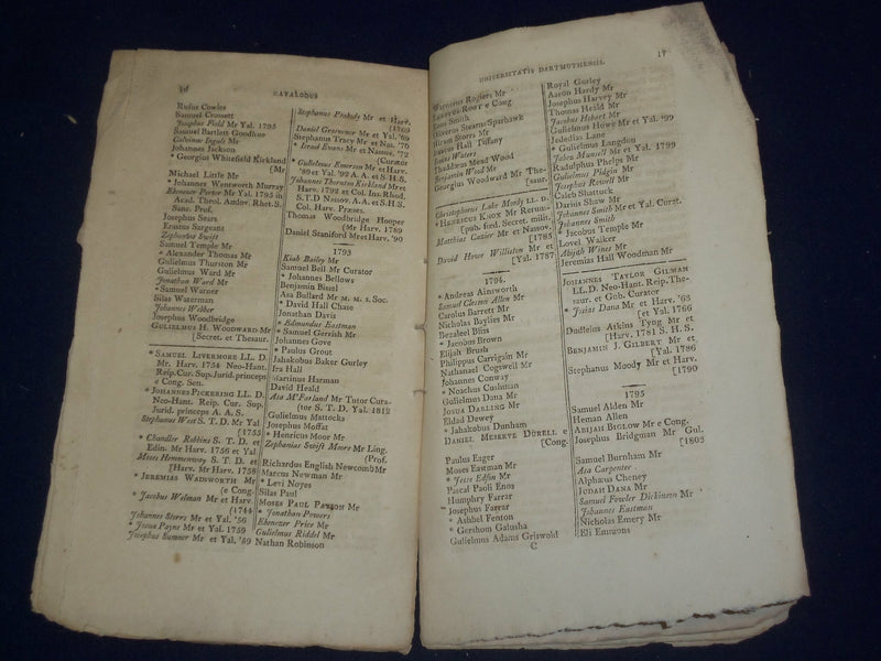 1813 CATALOGUS UNIVERSTITATIS DARTMUTHENSIS - J 4707