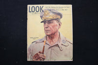 1945 MARCH 20 LOOK MAGAZINE - A PAINTING OF GENERAL MACARTHUR COVER - E 10853