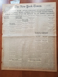 1921 DECEMBER 13 NEW YORK TIMES - YAP AGREEMENT MADE, BORAH ATTACKS IT - NT 8041