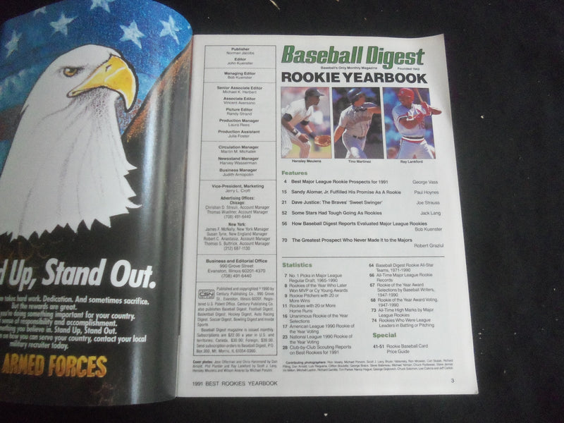 1991 BASEBALL DIGEST MAGAZINE - 1991 BEST ROOKIES YEARBOOK - B 5536Y