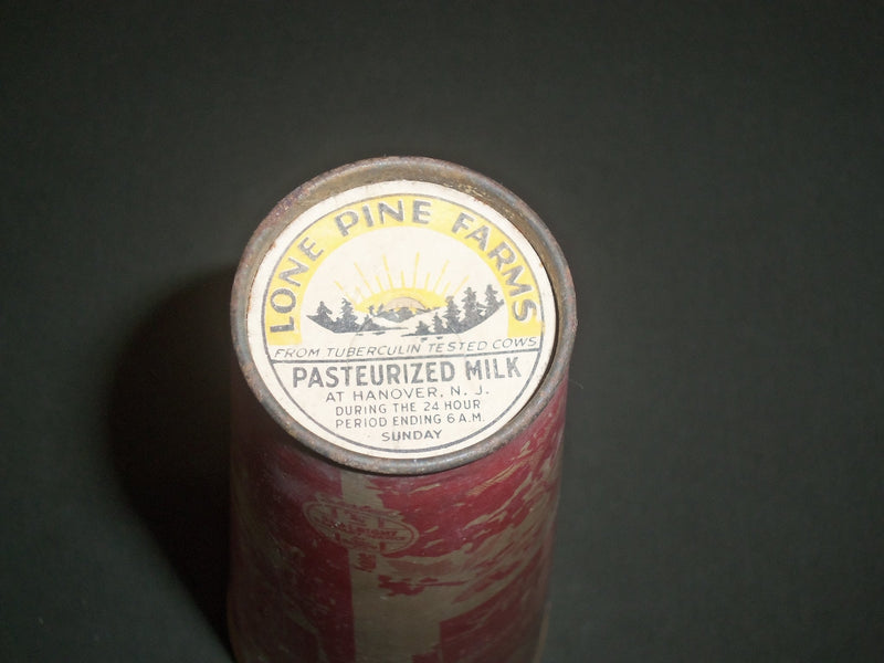 VINTAGE LONE PINE FARMS 1 QUART LIQUID MILK CONTAINER - HANOVER NEW JERSEY