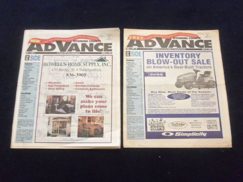1999 WYOMING COUNTY (PENNSYLVANIA) ADVANCE NEWSPAPER - LOT OF 2 - NP 6216