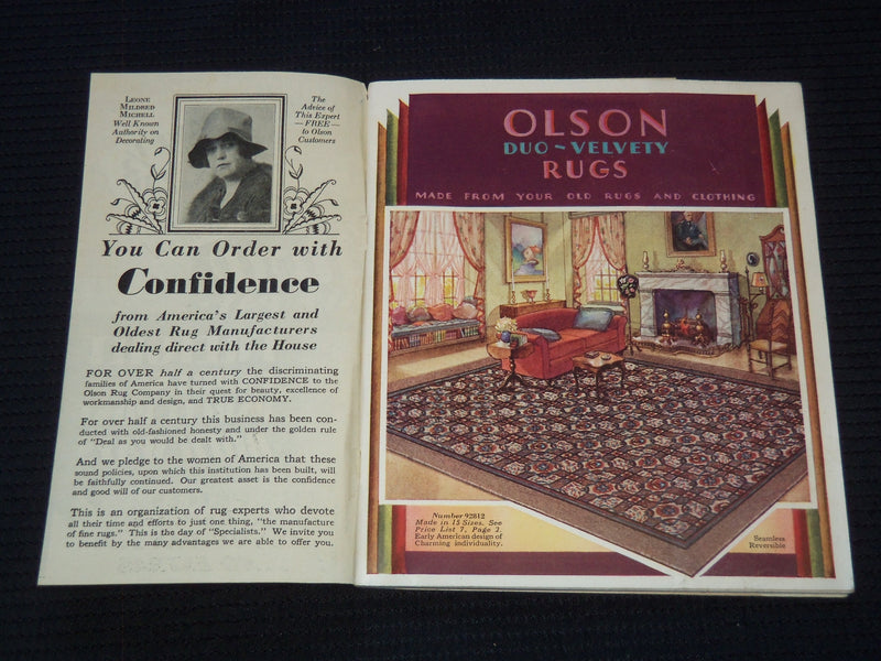 1930'S OLSON RUGS DUO VELVETY RUGS CATALOG - NICE ILLUSTRATIONS - J 7552