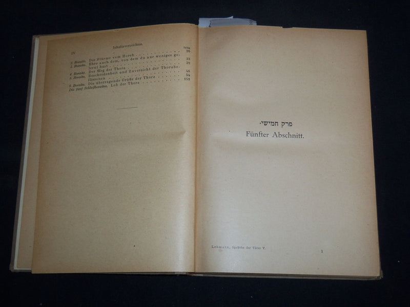 1922 SPRUCHE DER VATER VON M. LEHMANN HARDCOVER BOOK- GERMAN & HEBREW - KD 5633T