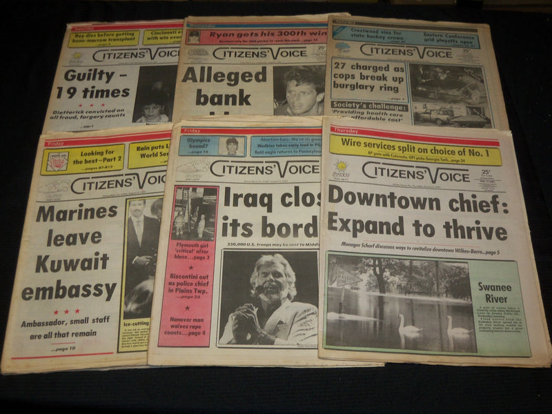 1988-1999 CITIZENS'VOICE NEWSPAPERS LOT OF 53 - WILKES BARRE, PA - NP 2703A