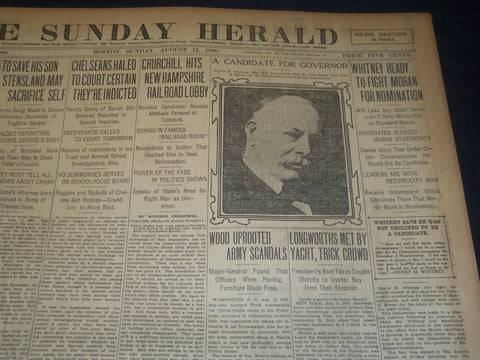 1906 AUGUST 12 THE BOSTON HERALD - WHITNEY TO FIGHT MORAN FOR NOMINATION- BH 112