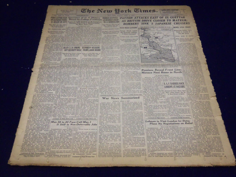 1943 APRIL 4 NEW YORK TIMES - PATTON ATTACKS EAST OF EL GUETTAR - NT 2144