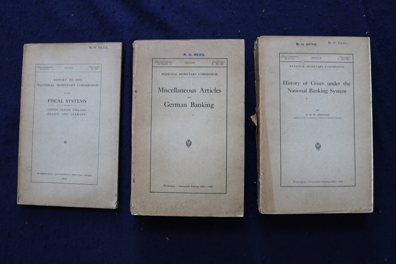 1910 NATIONAL MONEYTARY COMMISSION REPORTS - LOT OF 9 - O 3469