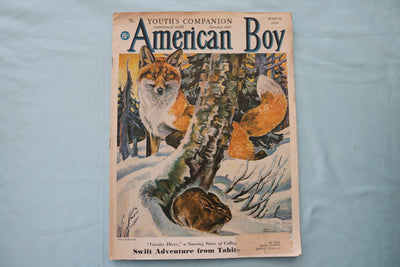 1939 MARCH AMERICAN BOY MAGAZINE - AN ILLUSTRATED FOX AND RABBIT COVER - E 26530