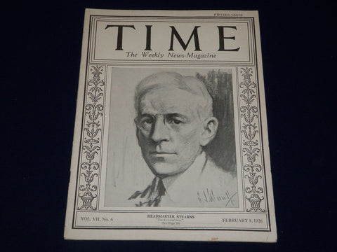 1926 FEBRUARY 8 TIME MAGAZINE - DR. ALFRED E. STEARNS COVER - T 35