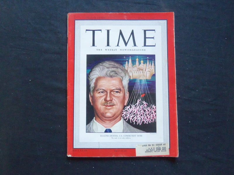 1949 APRIL 25 TIME MAGAZINE - EUGENE DENNIS, U.S. COMMUNIST BOSS - T 1171