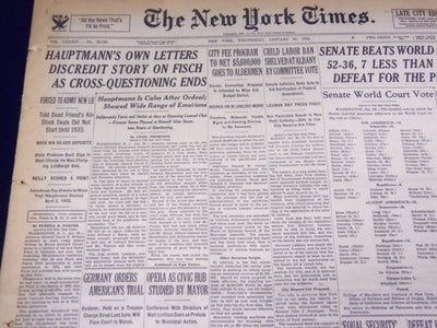 1935 JAN 30 NEW YORK TIMES - HAUPTMANN LETTERS DISCREDIT STORY ON FISCH- NT 1947