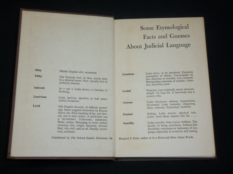 1964 CENSORSHIP SEARCH FOR OBSCENE HARDCOVER BOOK BY ERNST & SCHWARTZ- KD 6572