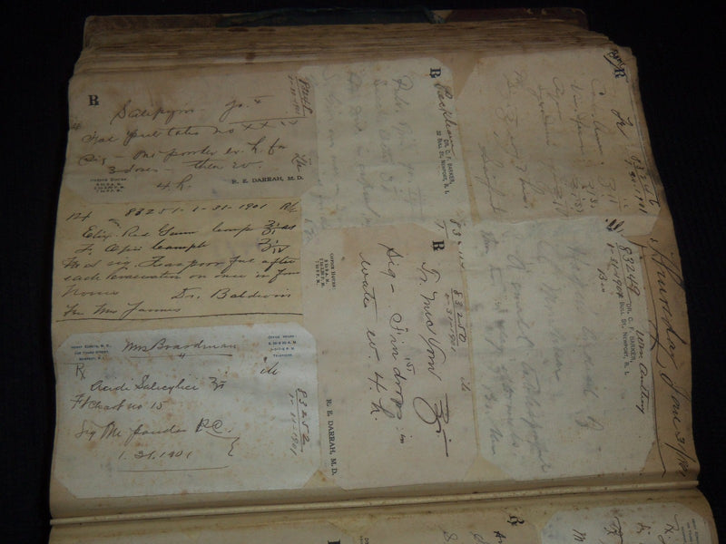 1900-1901 PHARMACIST'S PRESCRIPTIONS SCRAPBOOK FROM DOCTORS - R. I. - KD 5403O
