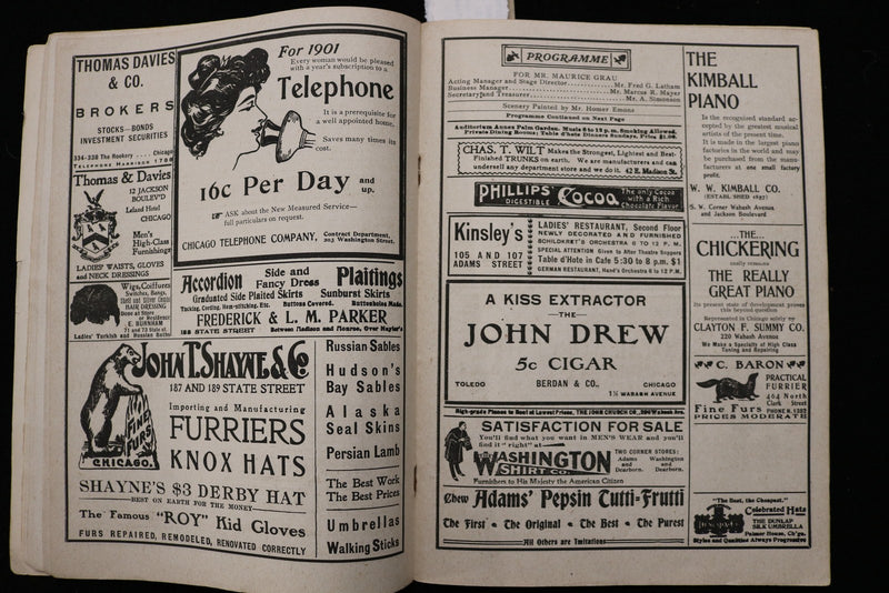1901 ILLINOIS THEATRE PROGRAMME - ALICE NIELSEN - SARAH BERNHARDT - K 3034