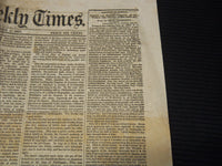 1857 SEPTEMBER 5 NEW YORK WEEKLY TIMES NEWSPAPER - POLITICS IN KANSAS - NP 8972
