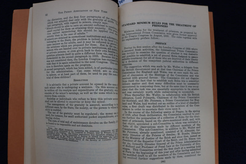 1930 PRISON ASSOCIATION OF NEW YORK ANNUAL REPORT SOFTCOVER BOOK BY - K 850